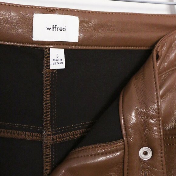 Wilfred Aritzia Beatrix Pants in Cognac Vegan Faux Leather Flared Pants 6 $148 - Picture 8 of 16